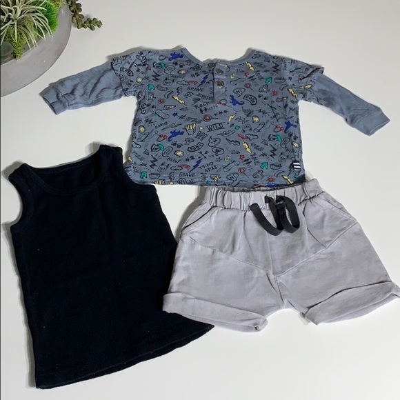 Bundle SPLENDID Layer Graphic Long Sleeve Top & Shorts 6M - Picture 1 of 7